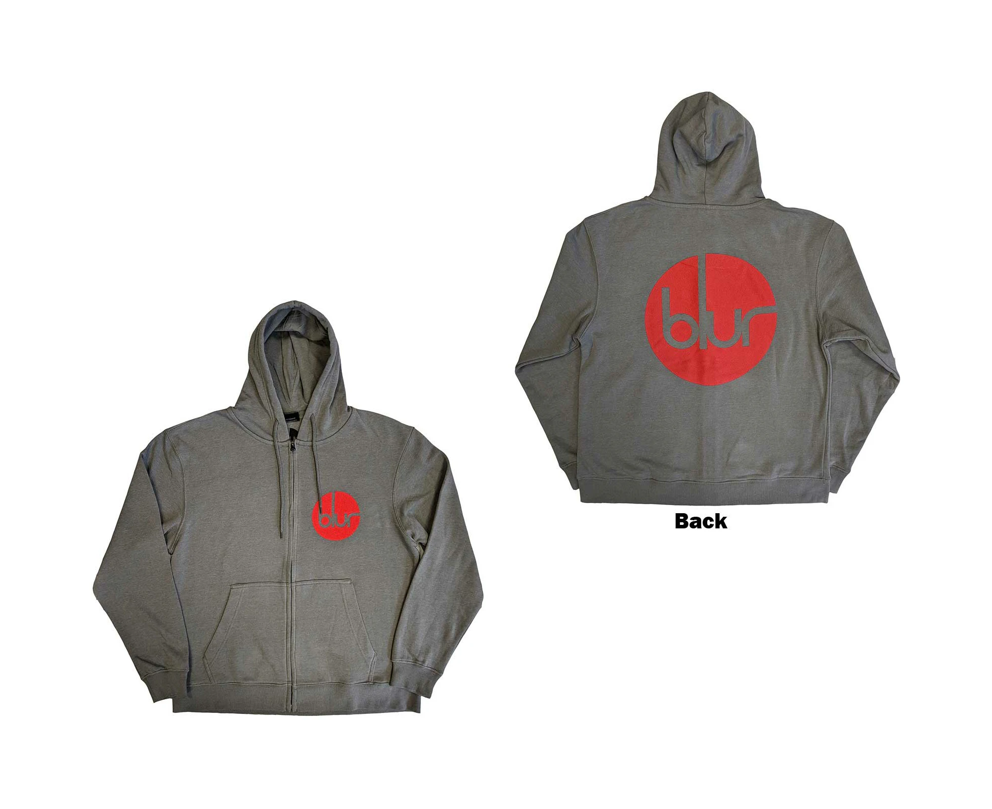 Blur Unisex Zipped Hoodie: Circle Logo (Back Print)