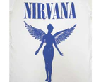 Nirvana | Official Band Ladies T-Shirt | Angelic Blue Mono white