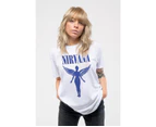 Nirvana | Official Band Ladies T-Shirt | Angelic Blue Mono white