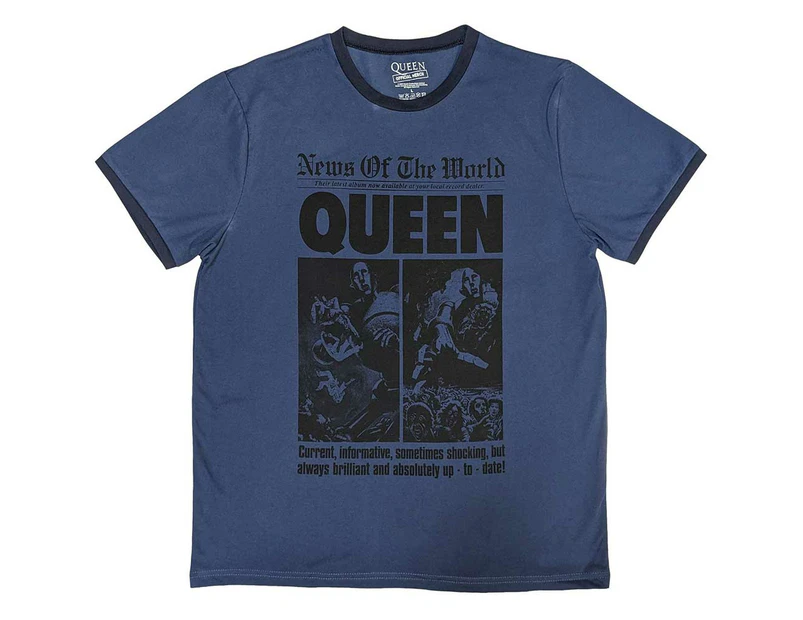 Queen | Official Band Ringer T-Shirt | News of the World 40th Front Page