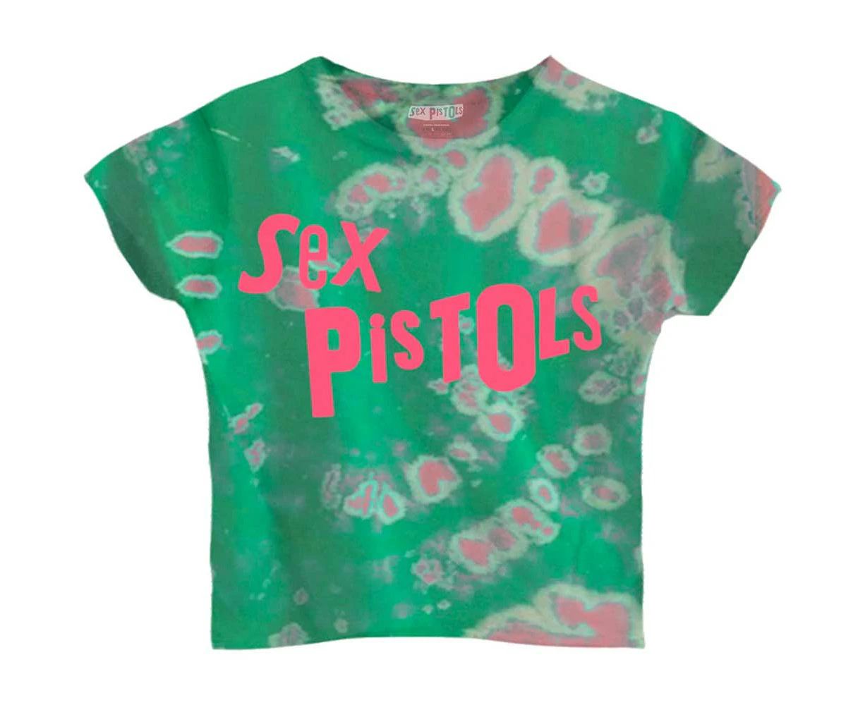 The Sex Pistols Ladies Crop Top: Logo (Dye-Wash)