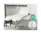 Zenses Massage Table 65cm Portable 3 Fold Aluminium Beauty Bed White