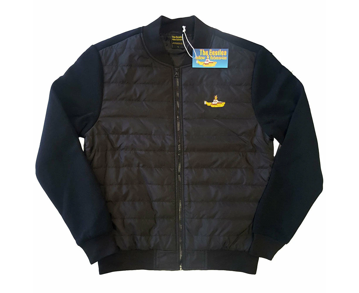 The Beatles Quilted Jacket Yellow Submarine Band Logo  Official  Unisex - Black