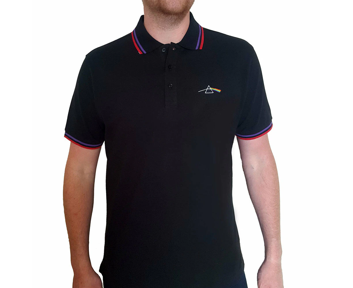 Floyd Polo Shirt Dark Side Of The Moon Prism Logo  Official Unisex - Black