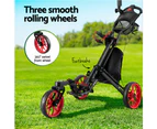 Everfit Golf Buggy Foldable Trolley Golf Cart Swivel Wheel Umbrella Bottle Stand