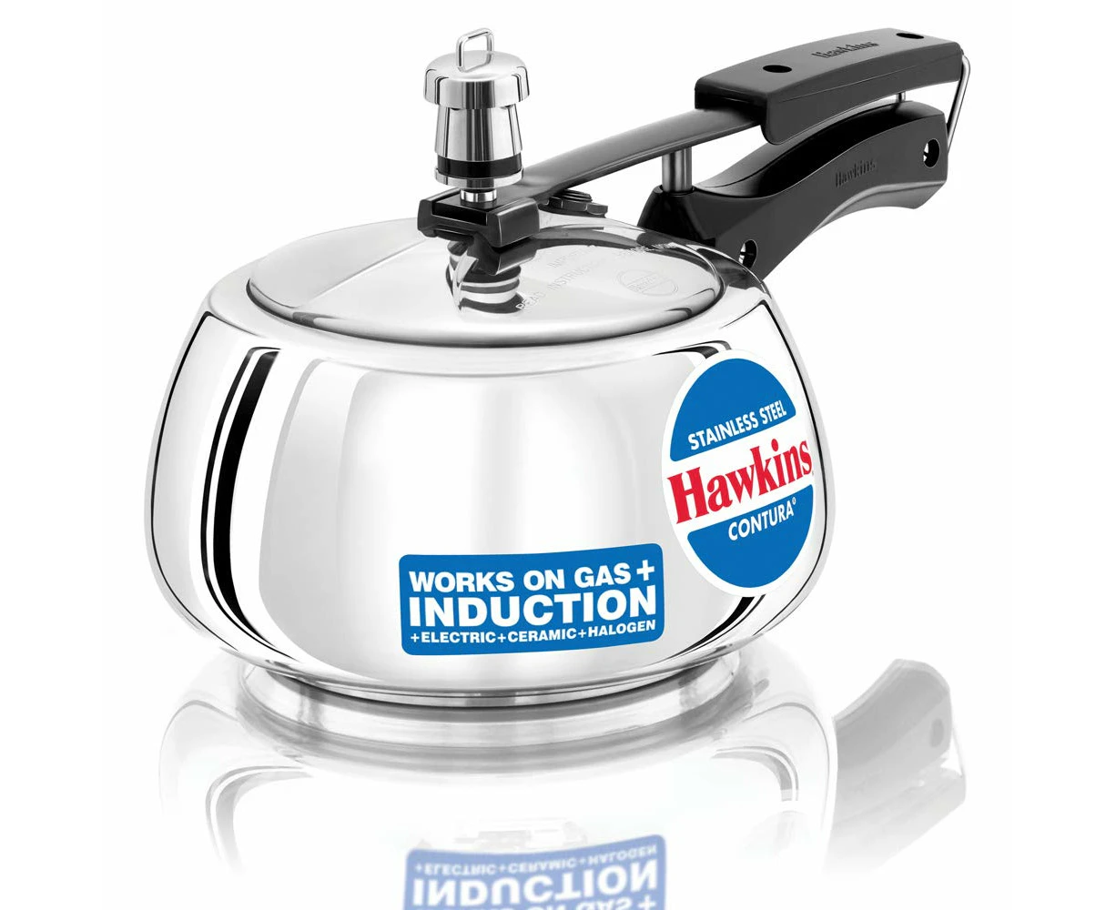 Hawkins Contura Stainless Steel Pressure Cooker, 2.0 Liter Capacity