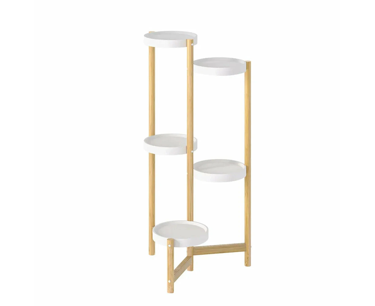 5-Tier Bamboo Plant Stand Indoor Corner Display Shelf