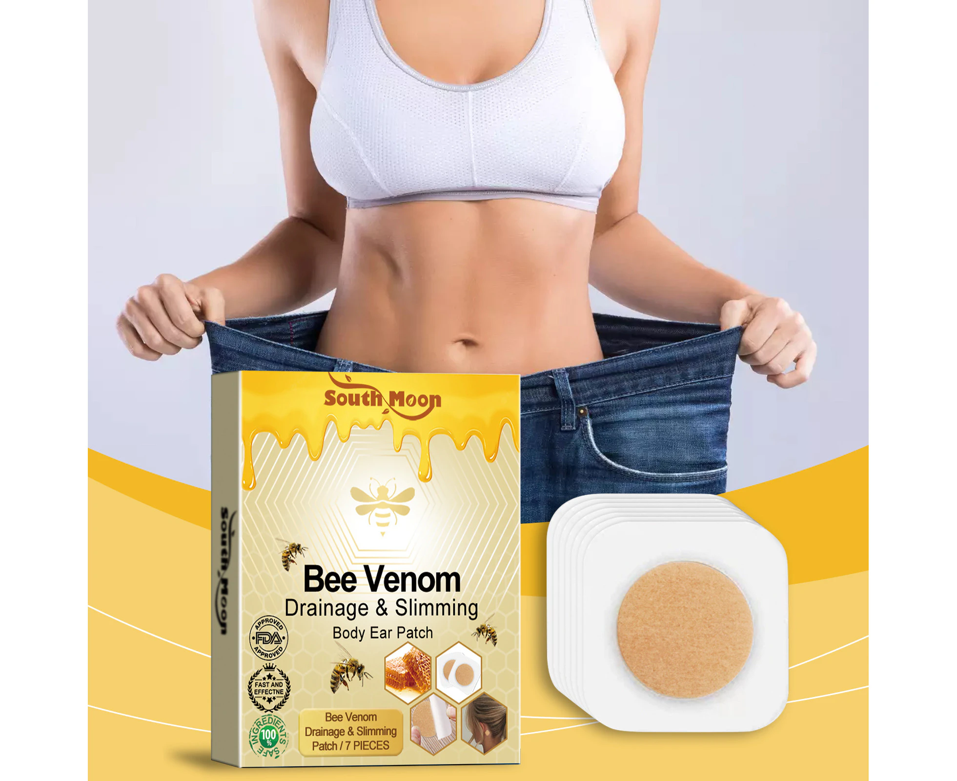 Bee Venom Slimming Ear Patches , Body Care Slimming , Body Shaping Body Curve Ear Acupuncture Point Patches (1 Box/7 Pcs)