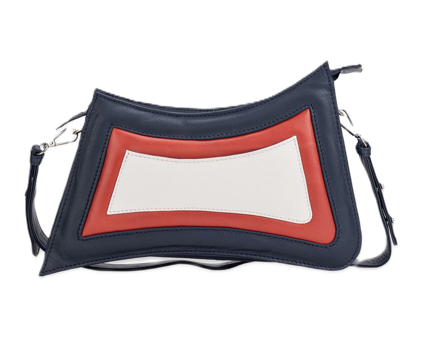 Leatherkart Magma Genuine Leather Shoulder Bag, Genuine Leather Bag, Leather Hangbag, Leather Shoulder Bag, authentic leather handbag, Leather tote bag - Navy and Red