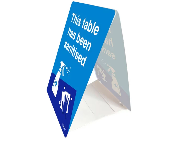 DURUS Sanitised Table Tent Sign - Excellent Condition