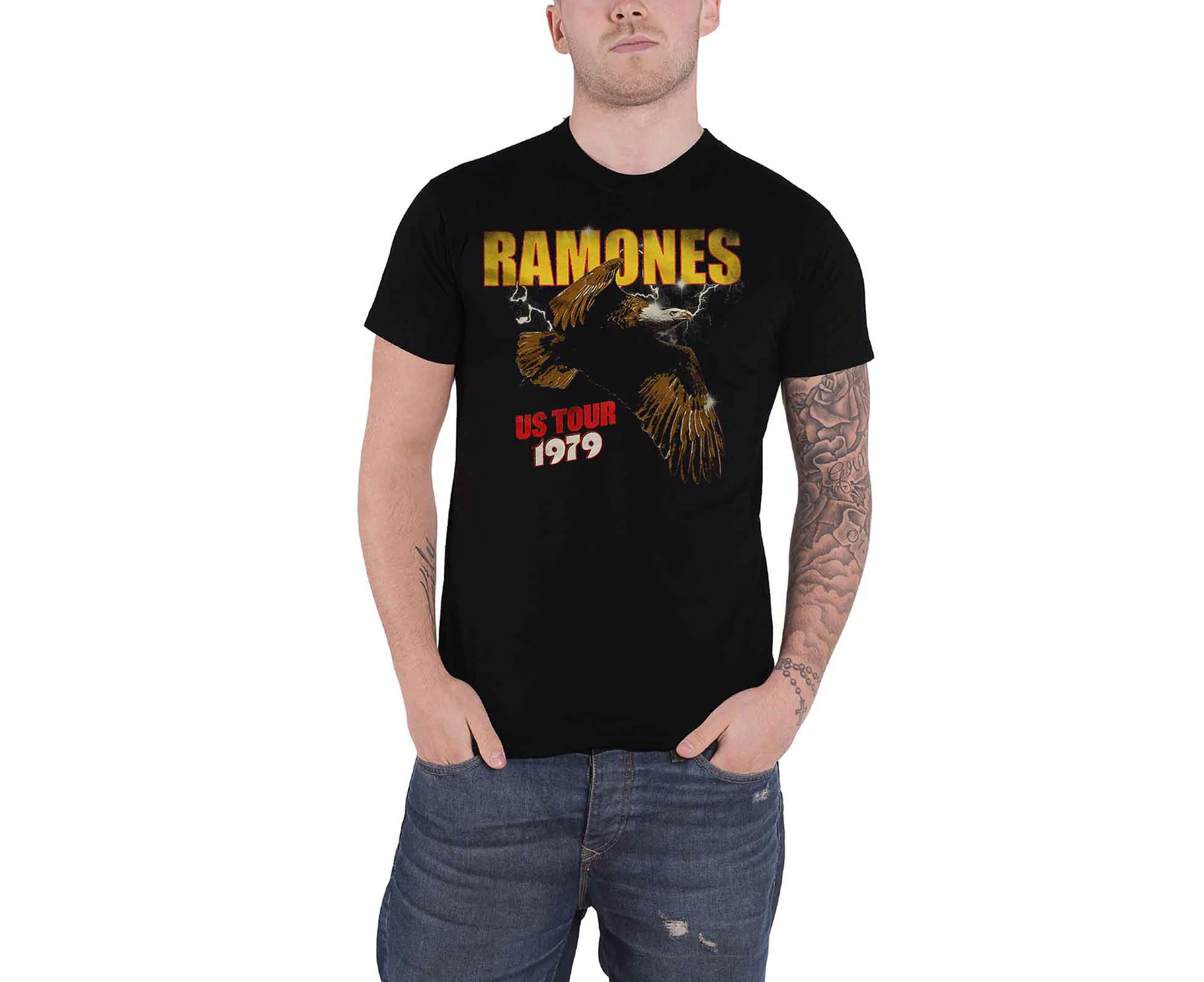 Ramones T Shirt Usa Tour 1979 Eagle Band Logo  Official Mens