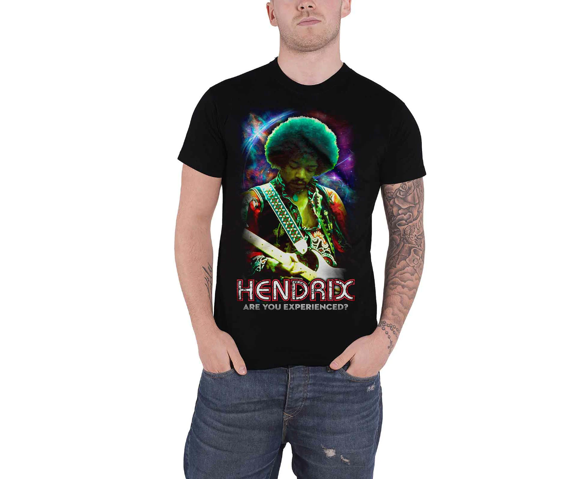 Jimi Hendrix T Shirt Cosmic Are You Experienced Logo  Official Mens