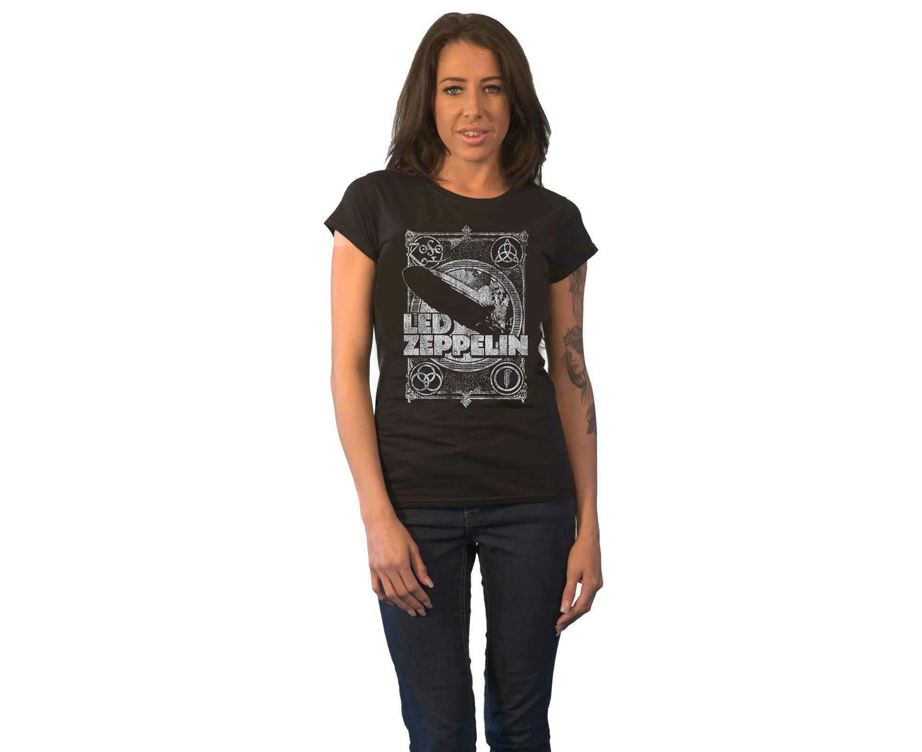 Led Zeppelin T Shirt Vintage Print Lz1  Official Womens Skinny Fit