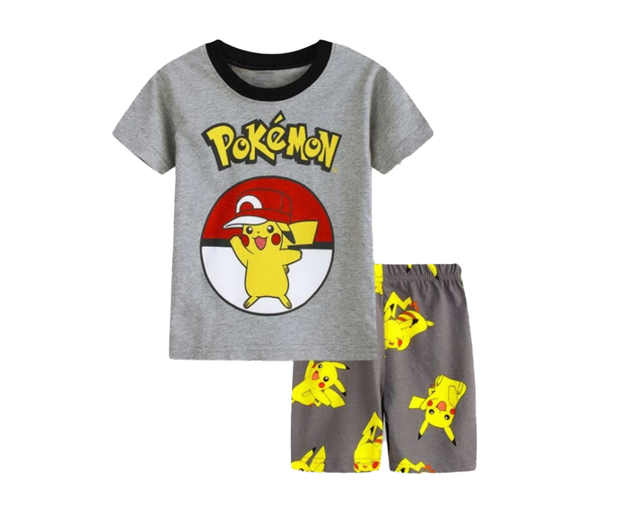 Kids Toddler Boys Girls Unisex Cartoon Printed Short Sleeve T-Shirt Top Tee Shorts Set Outfit