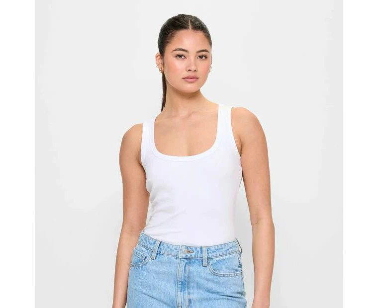 Australian Cotton Scoop Neck Rib Tank Top - Lily Loves