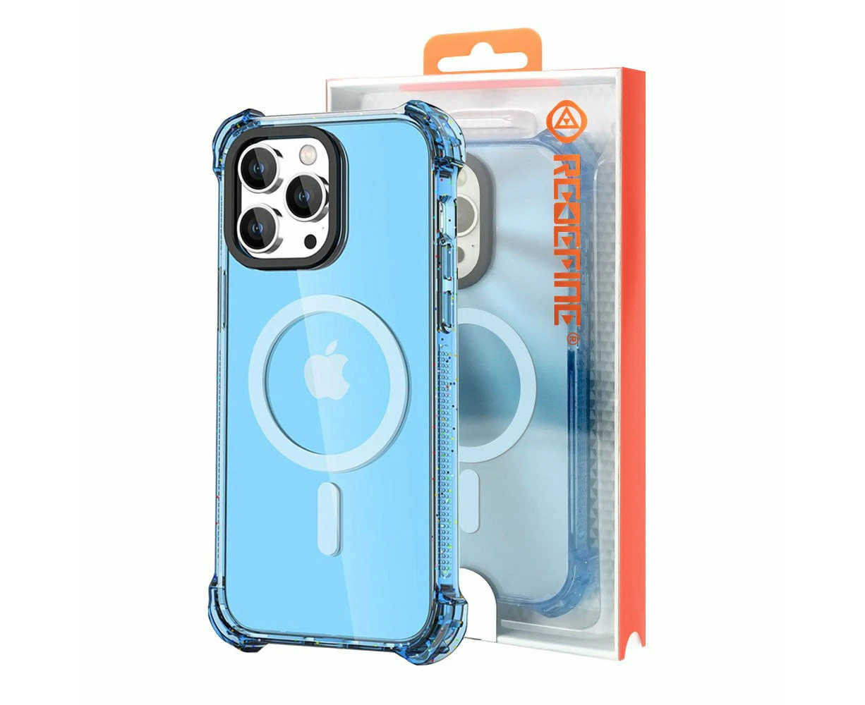 Bounce Impact Clear Shockproof Magnetic Cover Case - Clear Blue, iPhone 15 Pro