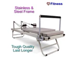 iFitness Foldable Pilates Reformer Exercise Fitness Gym Home Cardio Yoga Beige