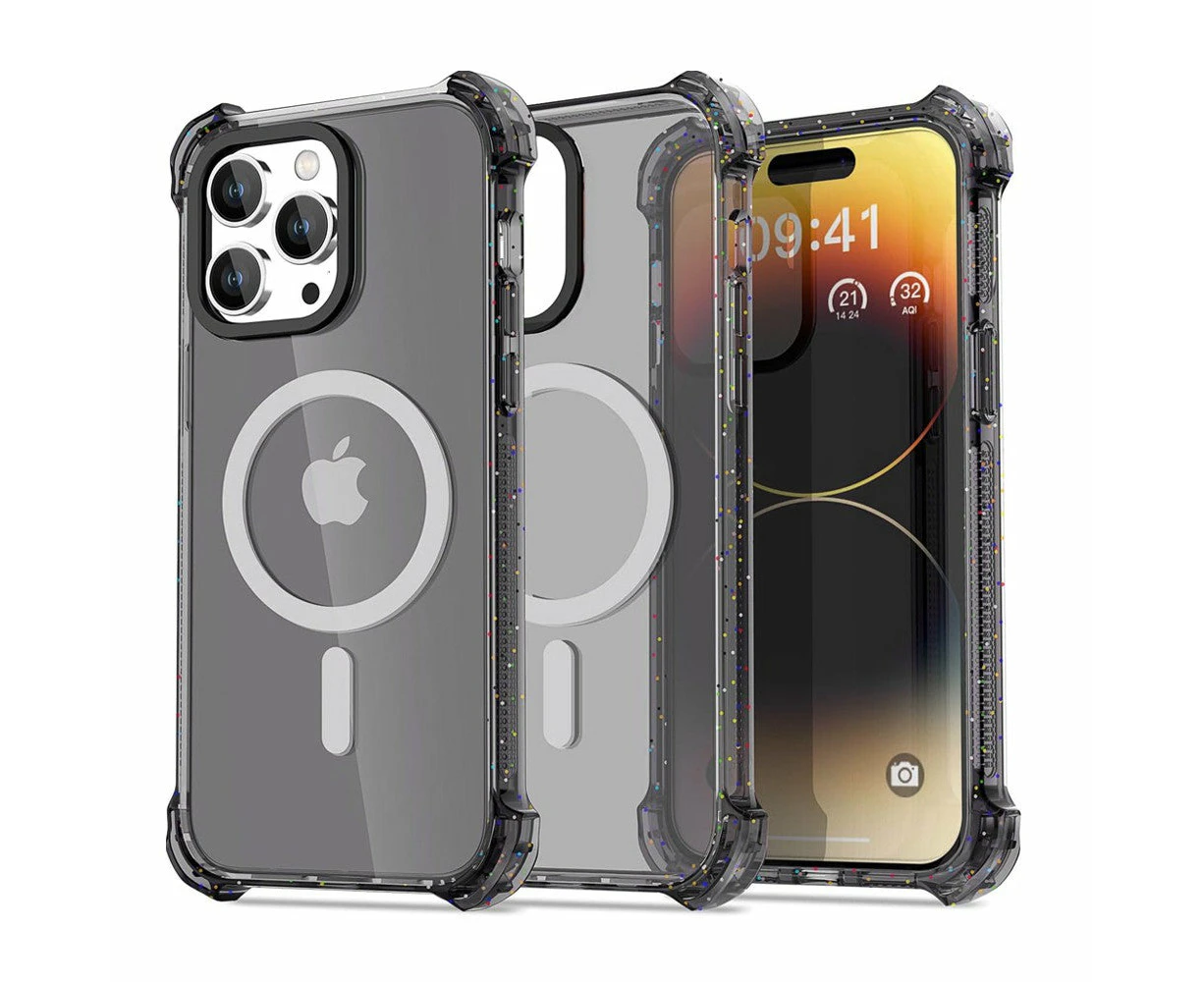 Bounce Impact Clear Shockproof Magnetic Cover Case - Clear Black, iPhone 15 Pro Max