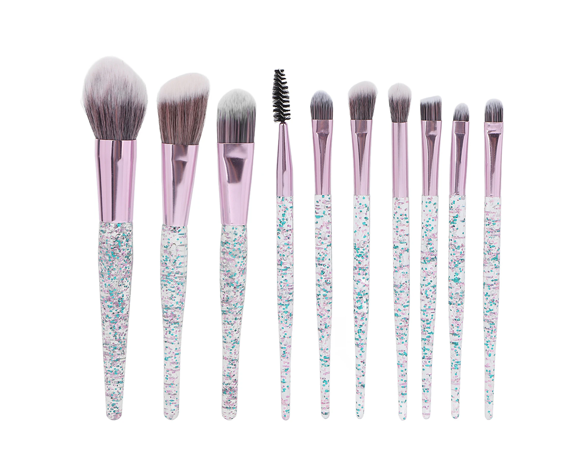 10pcs (Gray Green) Portable Makeup Brush Set Eye Shadow Concealer Blusher Brush Cosmetic Brush Makeup Tool