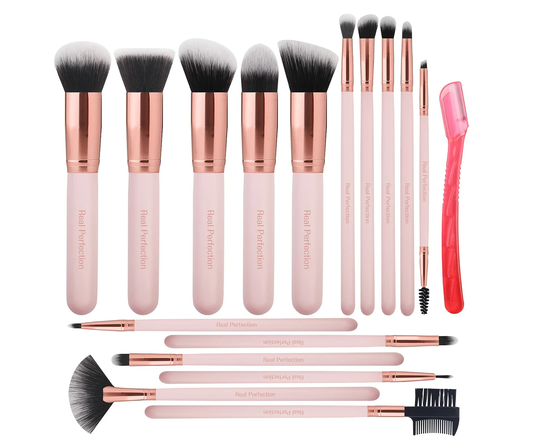 Makeup Brushes 16pc Makeup Brushes Set with 1 Eyebrow Razor Premium Synthetic Foundation Brushes Blending Face Powder Eye Shadow Concealer Make Up Brushes