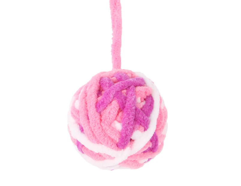 Cat Ball Toy Interactive Dog Chewing Toy Ball Handmade Woolen Yarn Kitten Gift - Pink