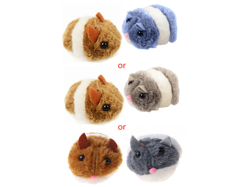 Pull String Mouse Vibrating Movable Interactive Toy Fluffy Plush Mice for Cats Kitten Pets