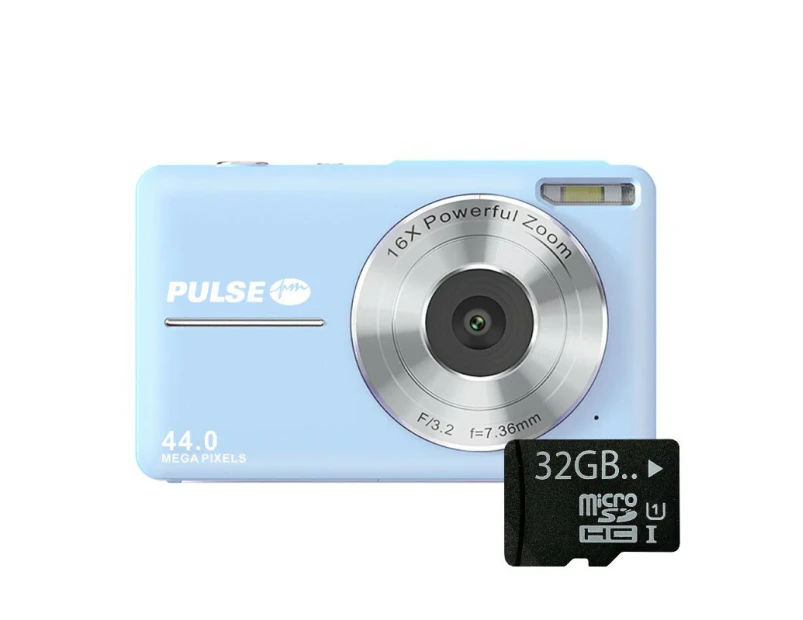 PULSE 44.0 MP 16x Digital Zoom Camera Blue BONUS 32GB MICROSD