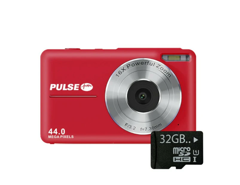 PULSE 44.0 MP 16x Digital Zoom Camera Red BONUS 32GB MICROSD