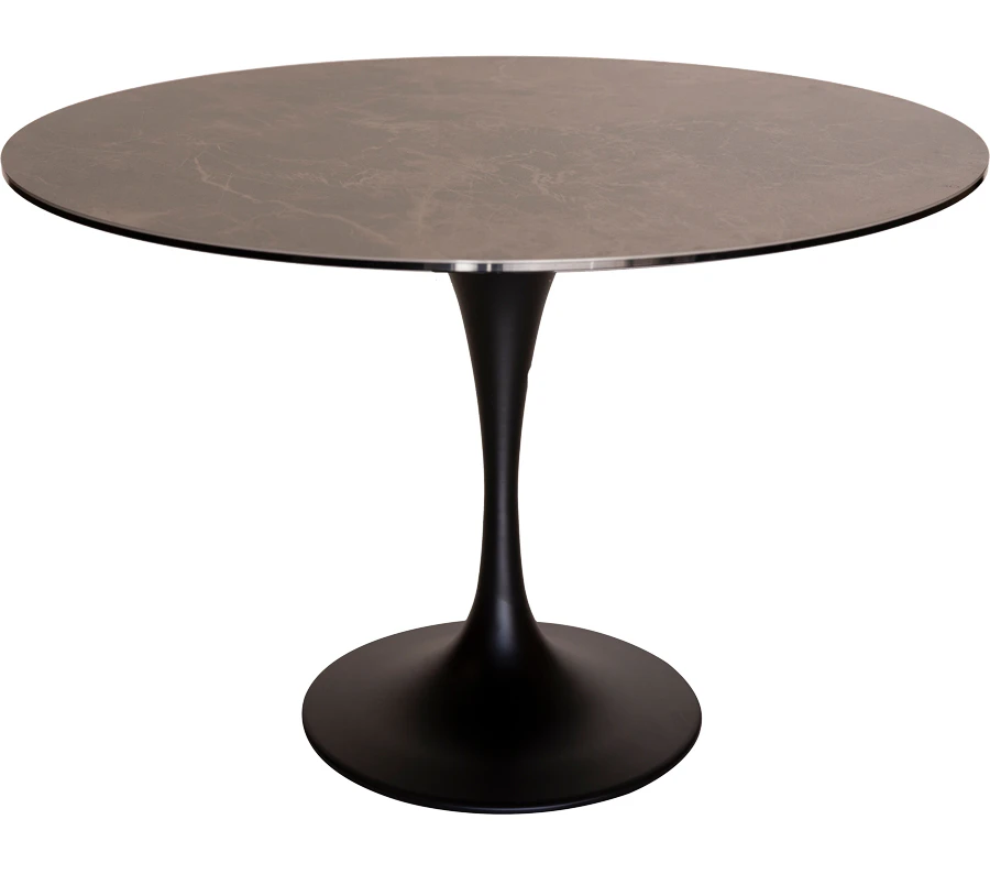 Misty Collection | Round Glass-Ceramic Dining Table | 120cm | Black