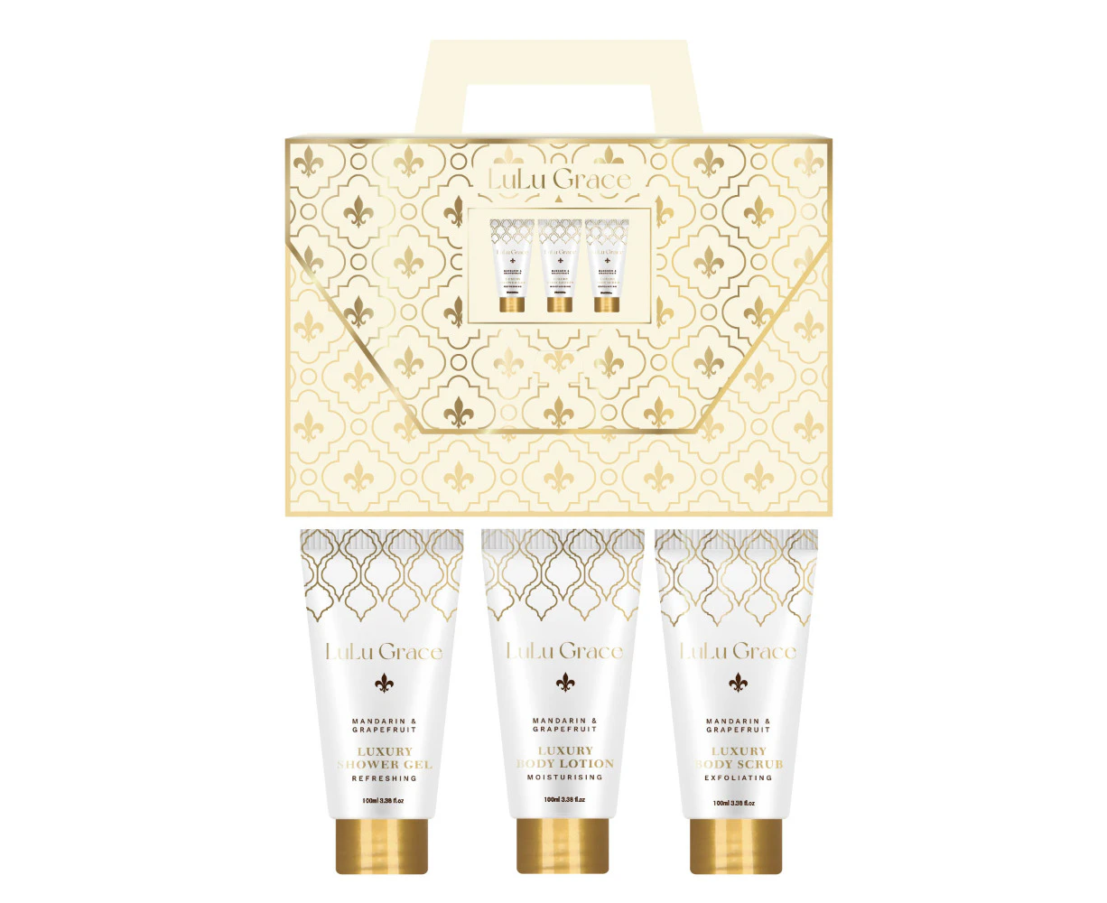 Lulu Grace 3 Piece Luxury Bath Gift Set Mandarin And Grapefruit Design