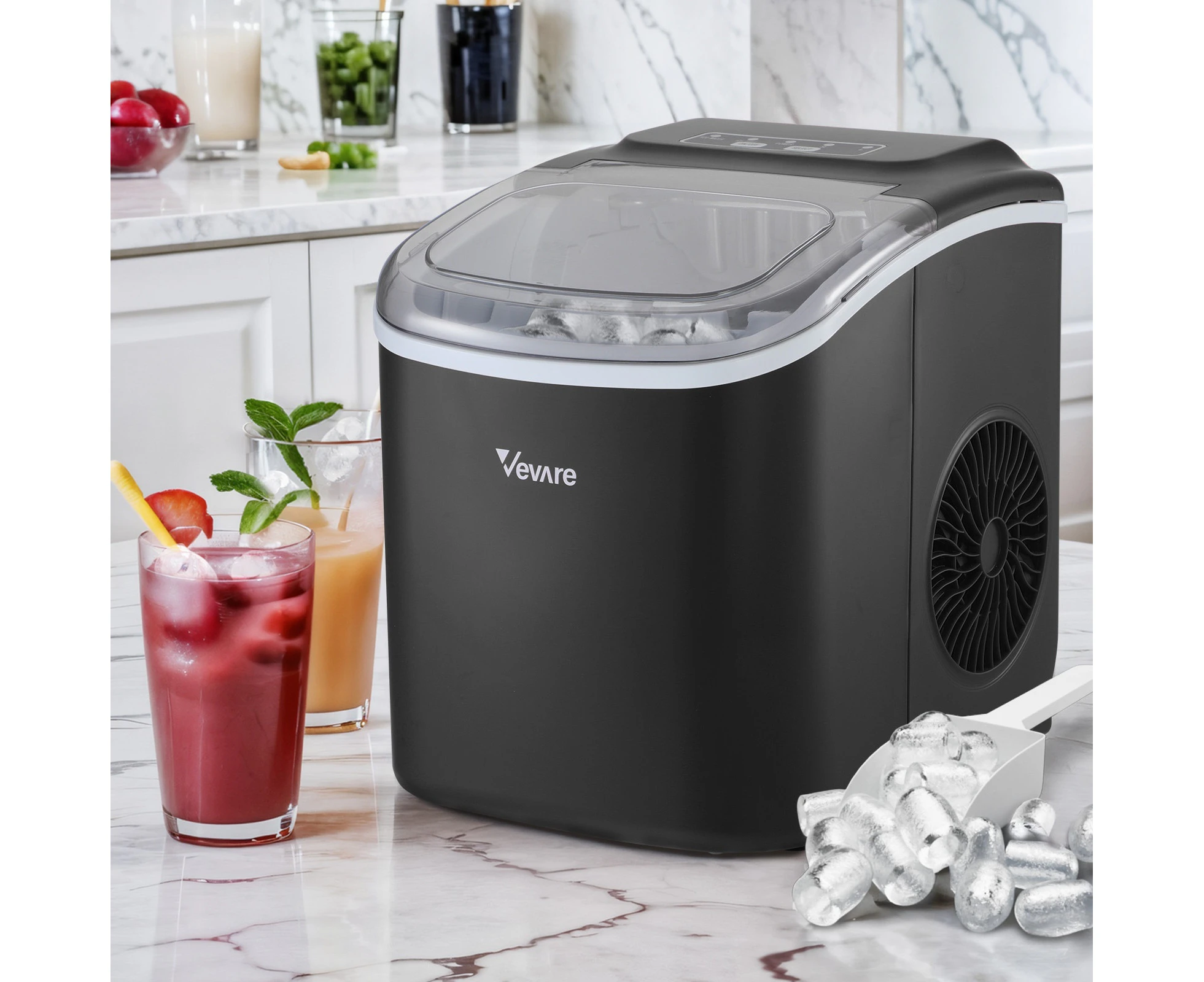 Vevare Portable Ice Maker Machine Ice Cube Tray 12kg Bar Countertop Black