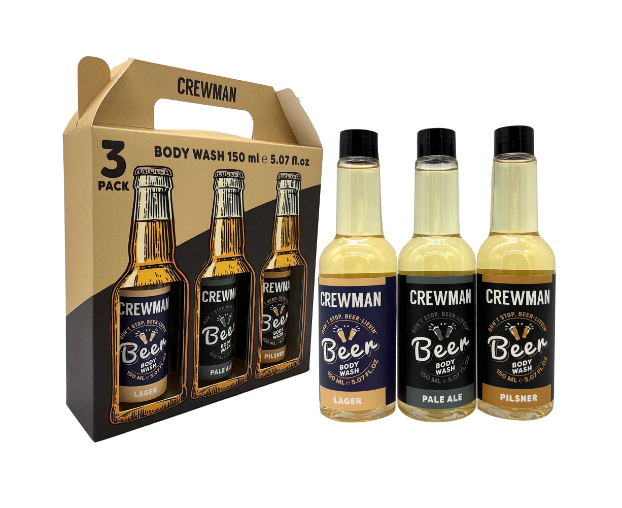 Crewman 3 Piece Shower Gel 150ml Gift Set Beer Bottle Design