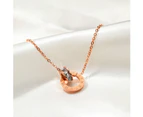 Double Ring Pendant Necklace,Dainty Chain Necklaces For Women-Gold