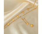 Flower Tassel Pearl Pendant Necklace For Women