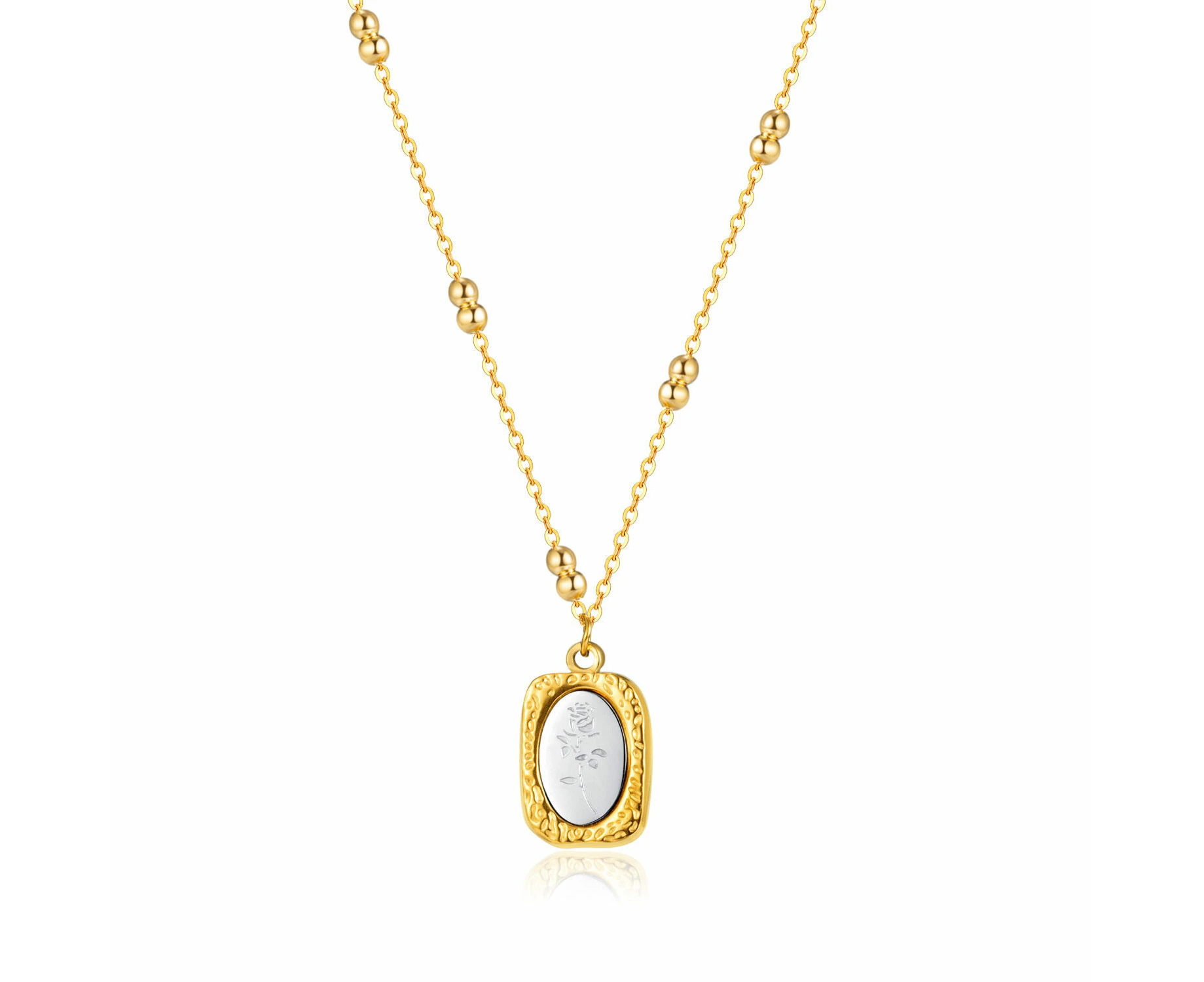 Dainty Chain Necklaces For Women,Rose Quartz Gemstone Pendants Necklace-Gold