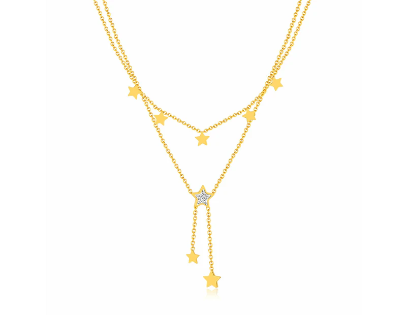 Dainty Gold Layered Star Pendant Necklace For Women-Gold