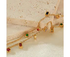 Dainty Chain Necklaces for Women,Colourful Cubic Zirconia Pendant Necklace-Gold