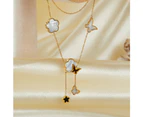 Pearl Oysters Pendant Necklace Gold Plated Women Necklace-Gold