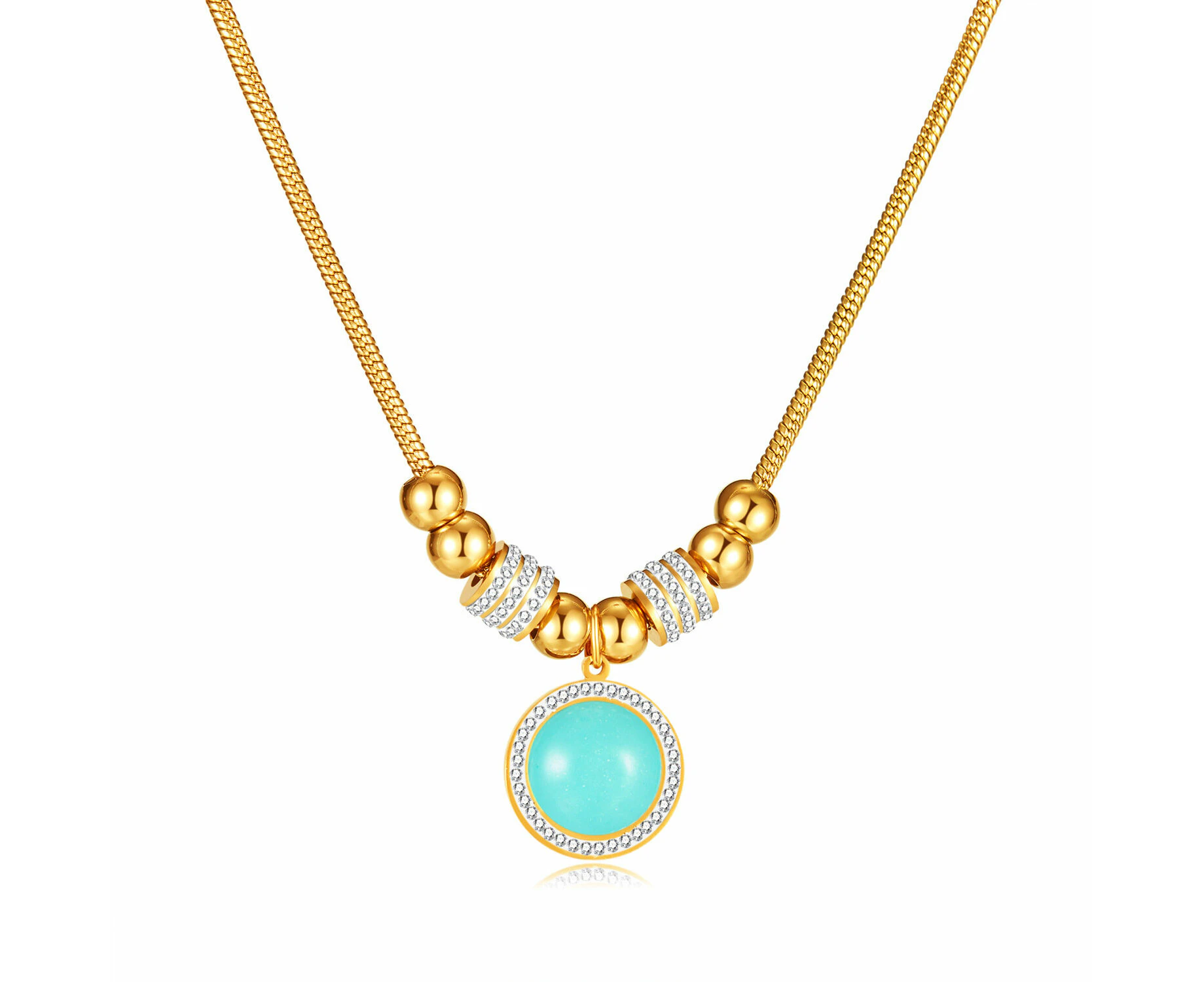 Green Cubic Zirconia Pendant Necklace,Pendant Necklace for Women,Fashion Jewelry-Gold