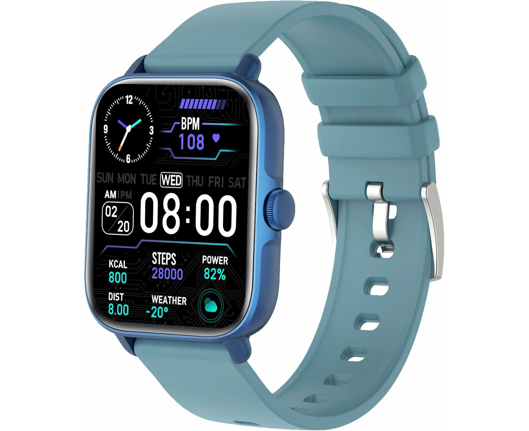 Smart Watch (Answer/Make Call), 1.7" Smartwatch Fitness Tracker with Heart Rate Sleep Tracking, 28 Sport Modes, Blood Oxygen, Ai Voice Control（Blue）