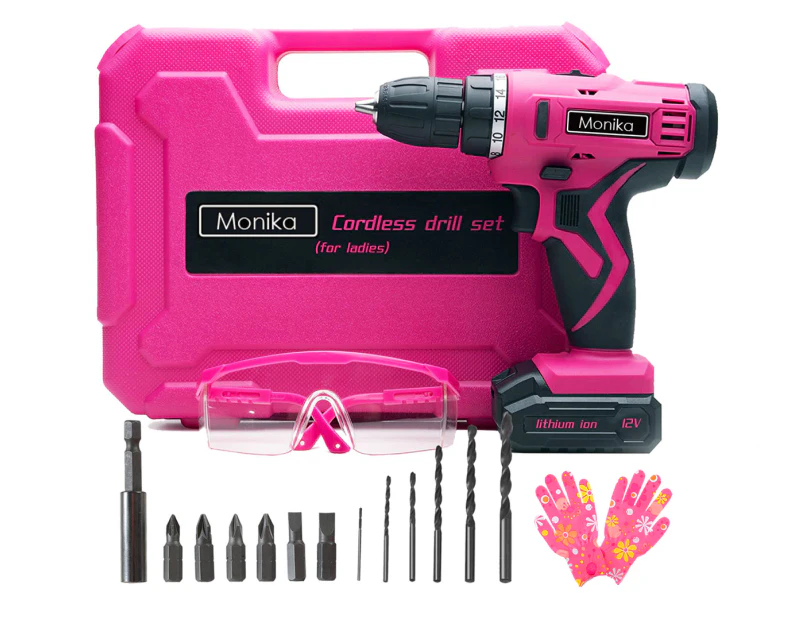 Monika 12V Pink Lithium Cordless Drill