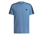 Adidas Men's Essentials Single Jersey 3-Stripes Tee / T-Shirt / Tshirt - Semi Blue Burst