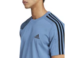 Adidas Men's Essentials Single Jersey 3-Stripes Tee / T-Shirt / Tshirt - Semi Blue Burst