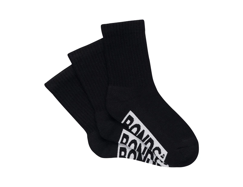 Bonds Kids' Cushioned Crew Socks 3-Pack - Black