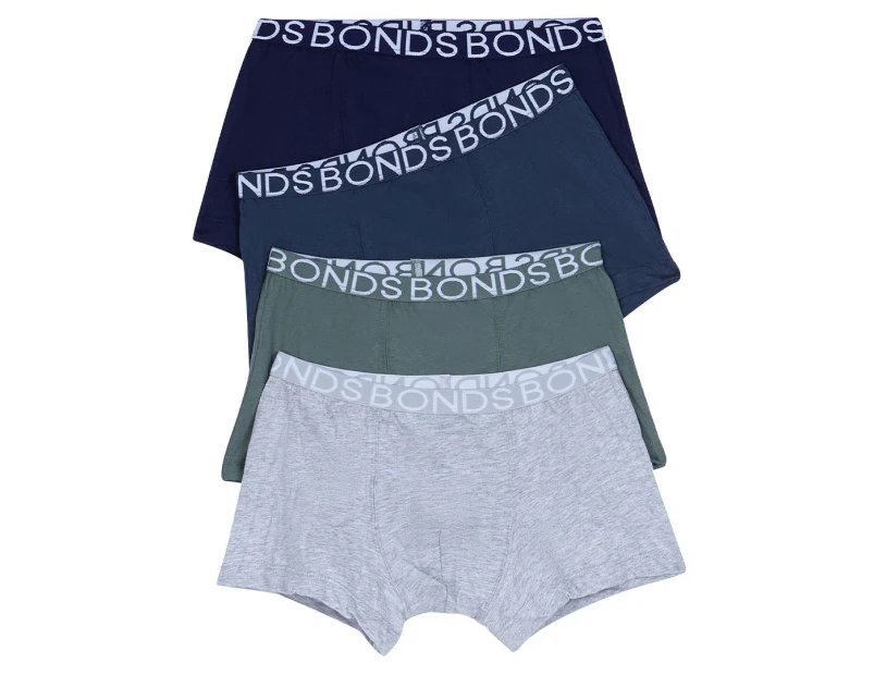 Bonds Boys' Trunks 4-Pack - Black/Navy/Grey/Khaki