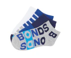 Bonds Kids' Very Comfy Low Cut Socks 4-Pack - Grey/Blue/White