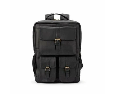 B. Bp016 Square Leather Backpack  Black