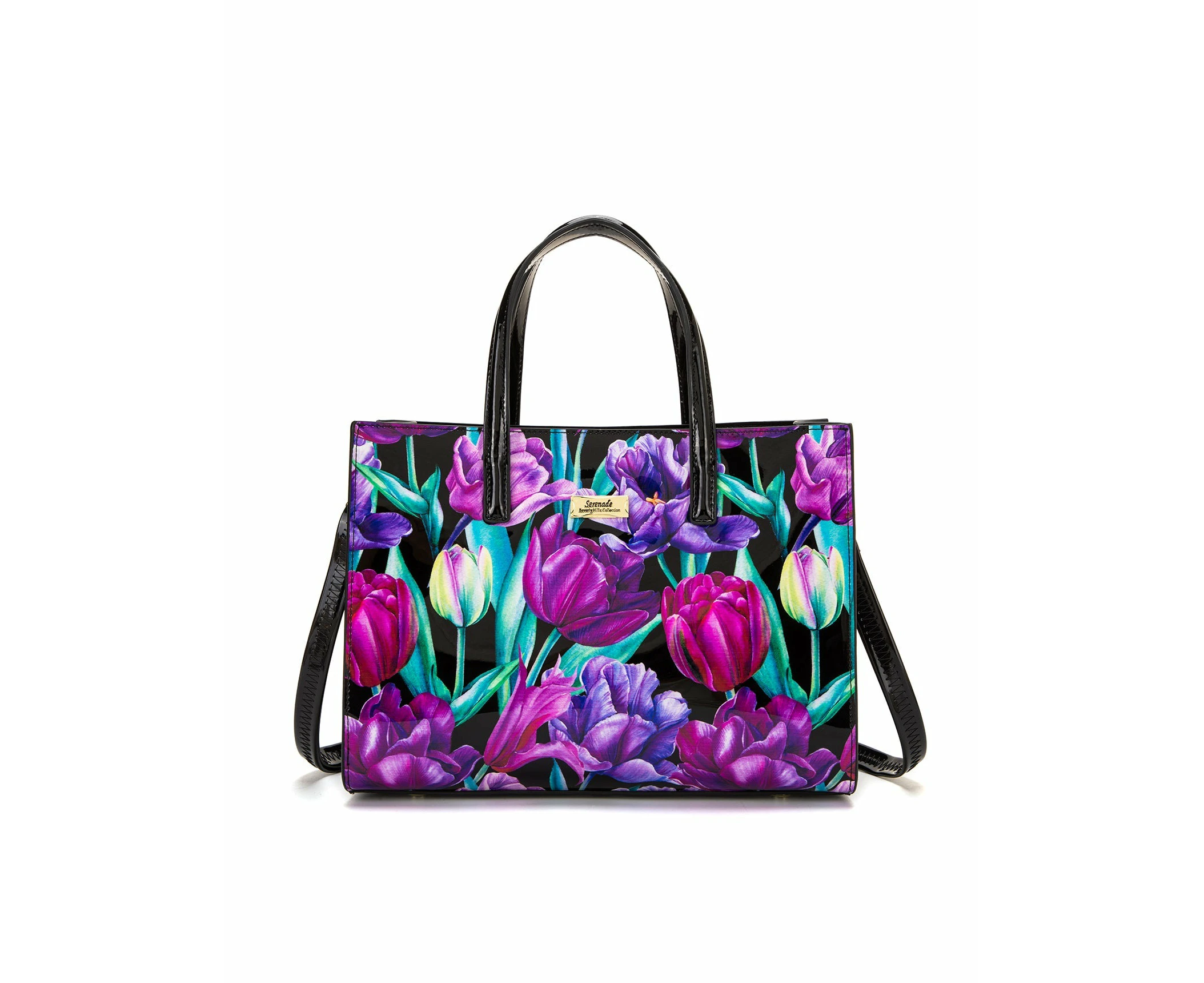 Serenade Sn92 0821 Tulip Grip Handle Leather Bag  Floral