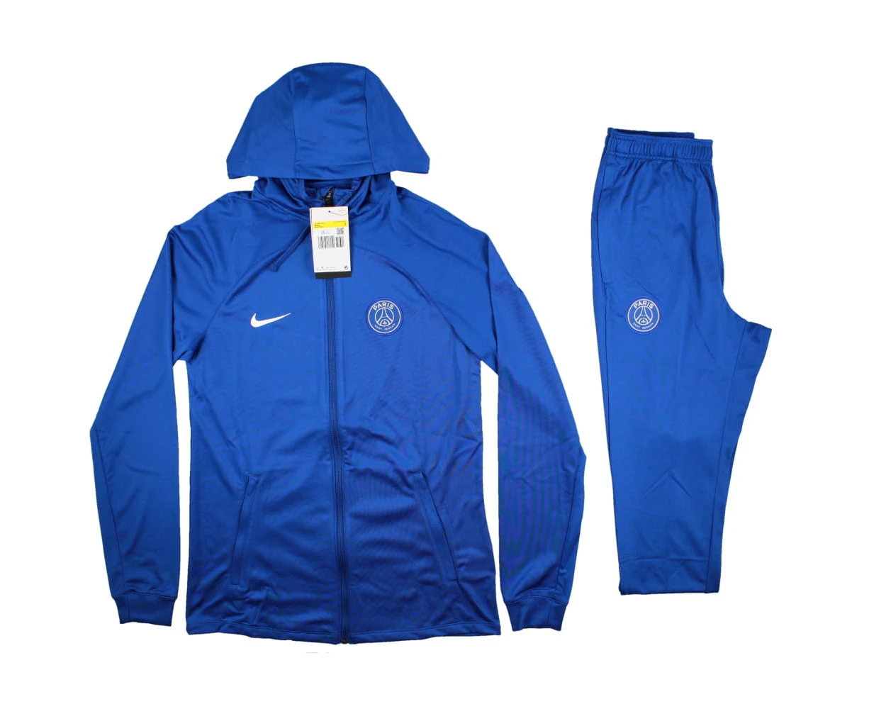 2022-2023 PSG CL Hooded Strike Tracksuit (Blue)