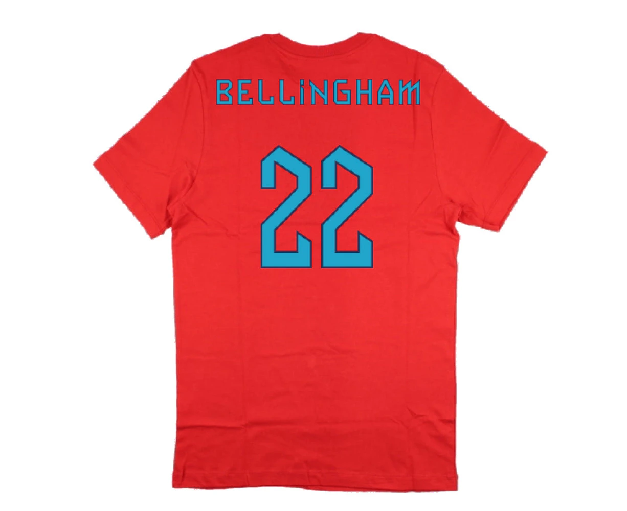 2022-2023 England World Cup Crest Tee (Red) (Bellingham 22)